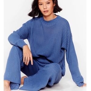 Nasty Gal Blue Sweater Lounge Set